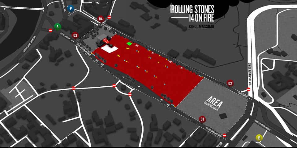 Plan des places du concert des Rolling Stones au Circus Maximus de Rome
