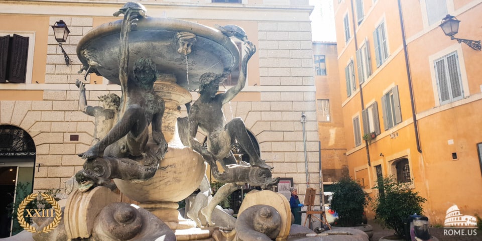 La Fontaine des Tortues La Fontaine des Tortues dans le quartier juif de Rome, en Italie