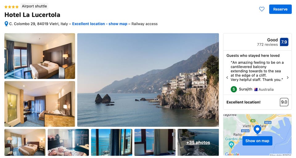 Hotel La Lucertola quatre étoiles sur la côte amalfitaine