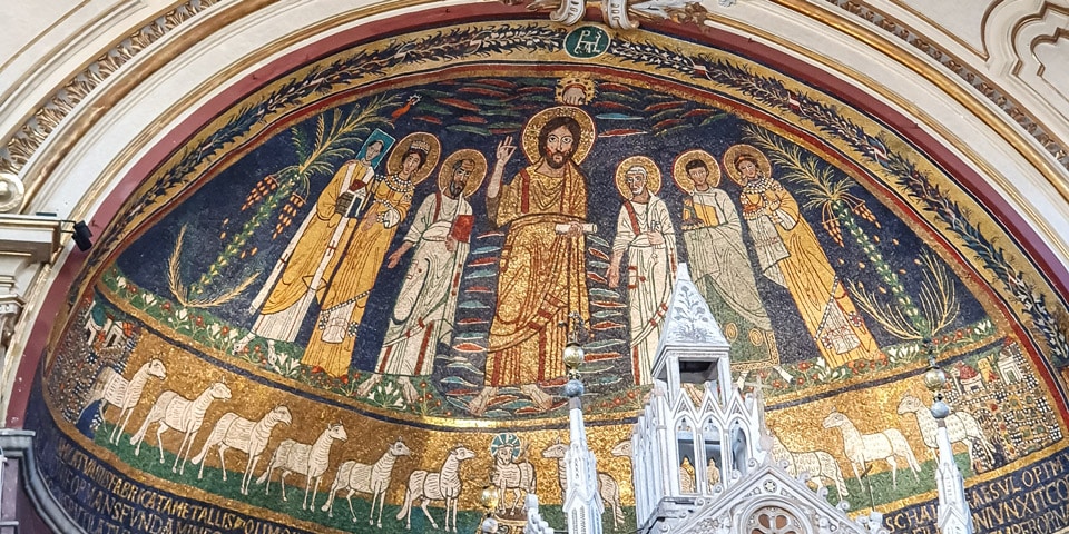Mosaïque du IXe siècle de la basilique Santa Cecilia in Trastevere