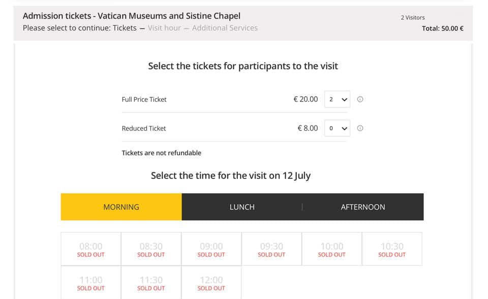 Tous les créneaux pour visiter les Musées du Vatican sont complets