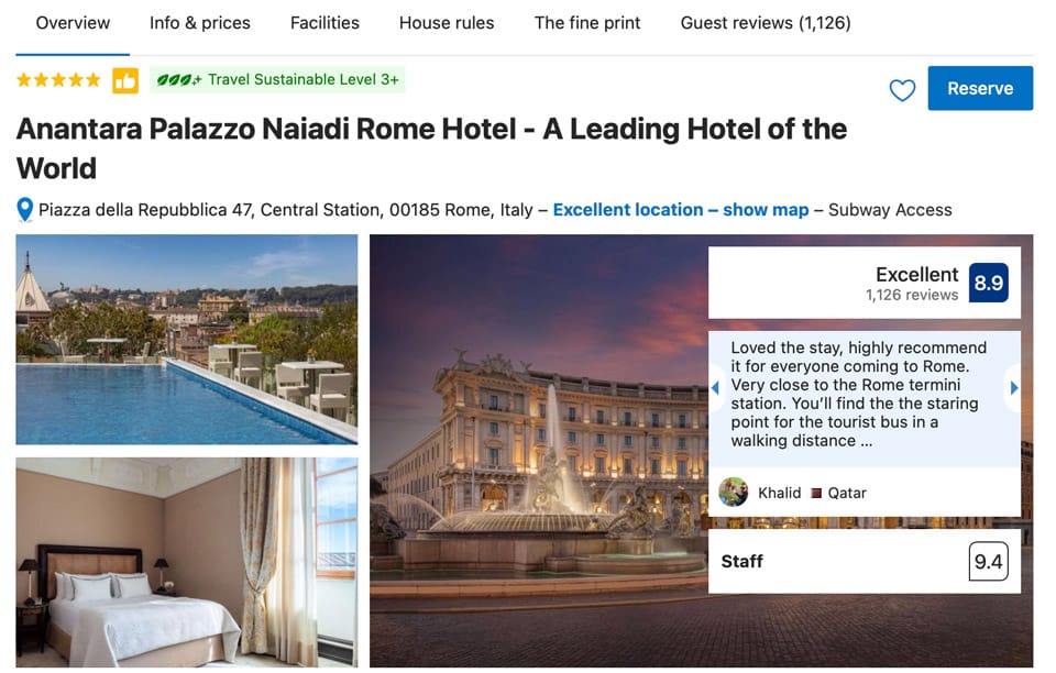 Anantara Palazzo Naiadi Rome Hotel près de la gare Termini