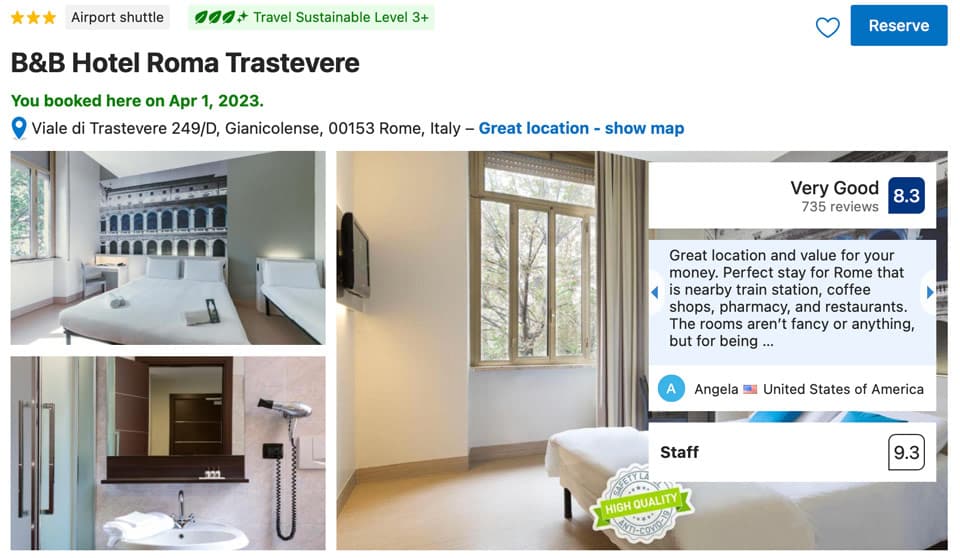 Chambre du B&B HOTEL Roma Trastevere