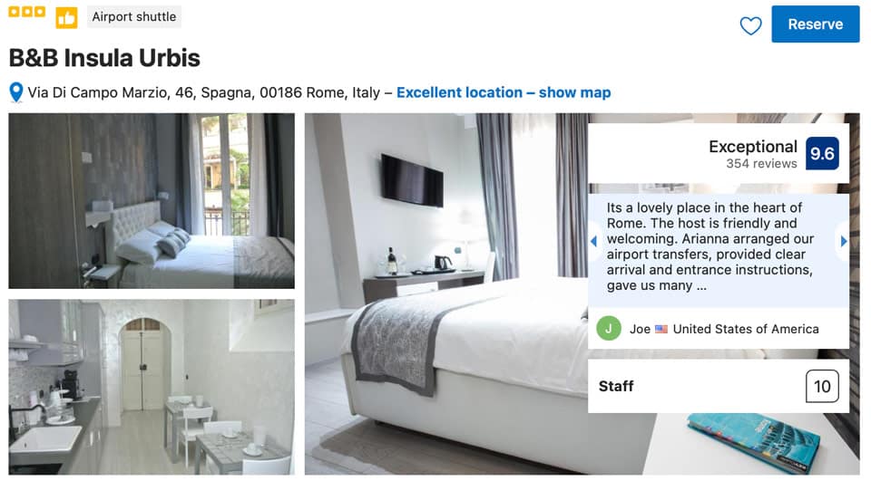 Cour du B&B Insula Urbis dans le centre de Rome