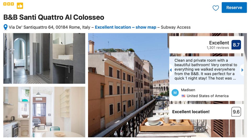 Hôtel B&B Santi Quattro Al Colosseo près du Colisée à Rome