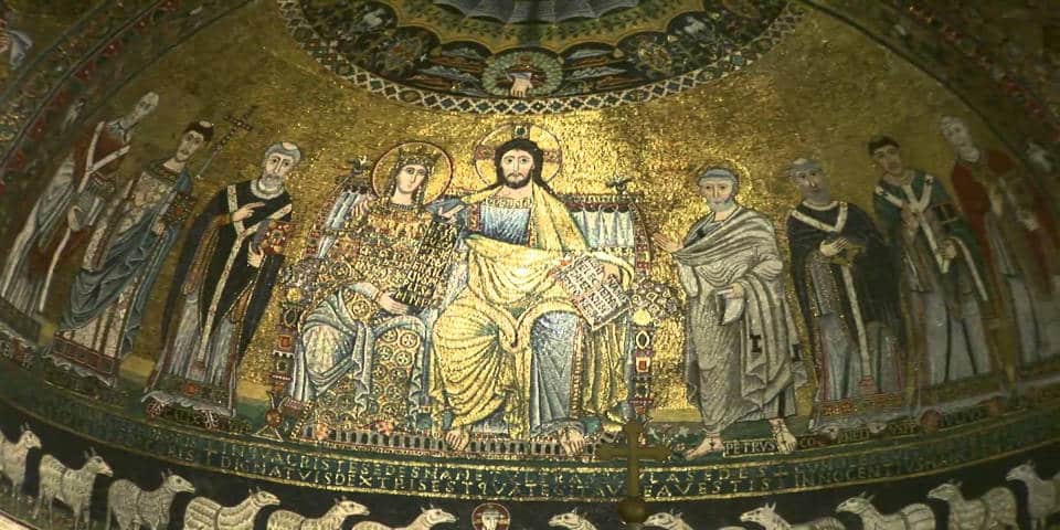 Mosaïque chrétienne du XIIe siècle de la basilique Santa Maria in Trastevere Mosaïque chrétienne du XIIe siècle de la basilique Santa Maria in Trastevere