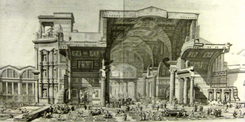 Image ancienne des thermes de Dioclétien