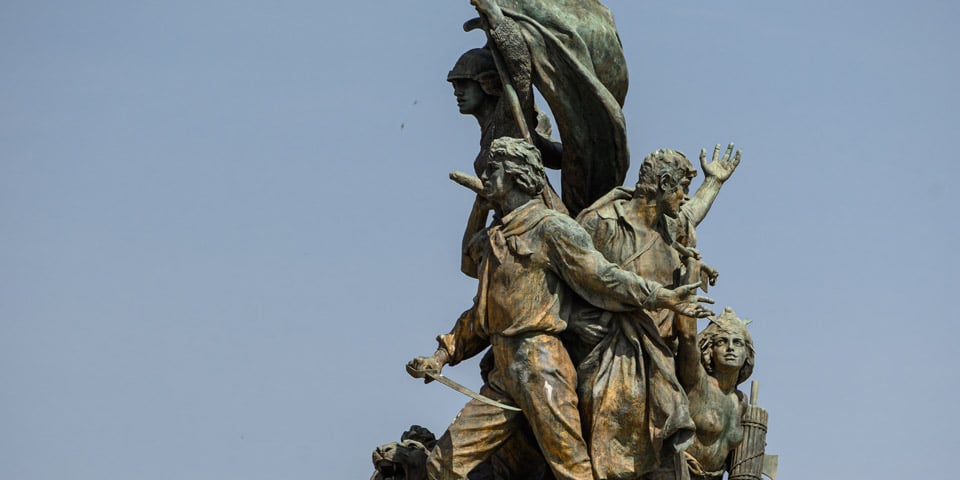 Sculptures en bronze de patriotes italiens sur l’autel de la Patrie à Rome