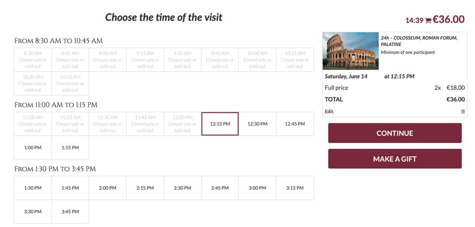 Choisir un créneau horaire pour visiter le Colisée