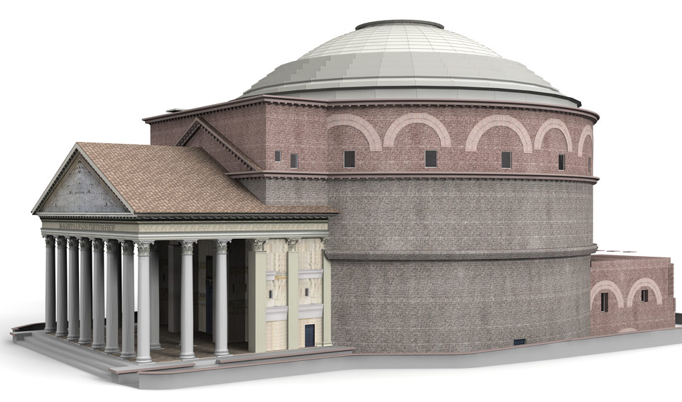 Construction du Panthéon de Rome, modèle 3D
