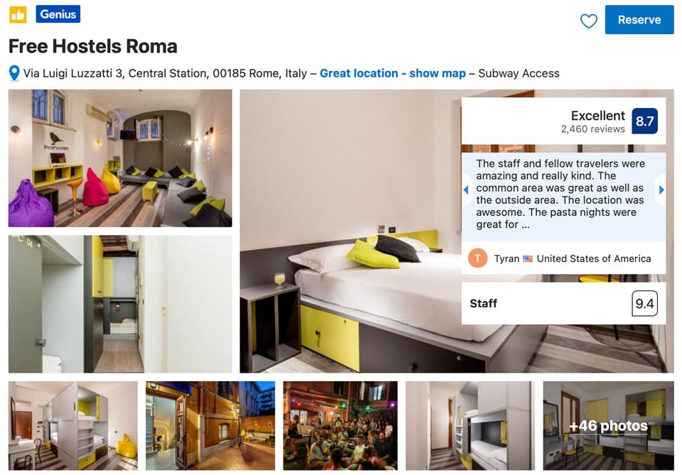 Lits en capsule dans un dortoir de Free Hostels Roma