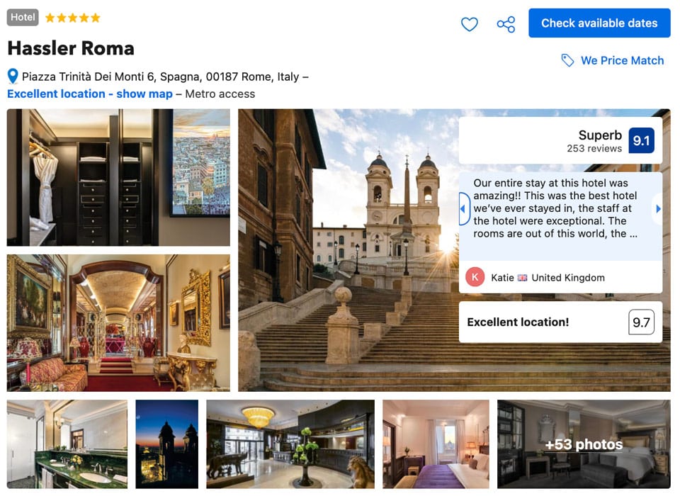 Hassler Roma – L’hôtel le plus luxueux et emblématique près de l’Escalier de la Trinité-des-Monts à Rome