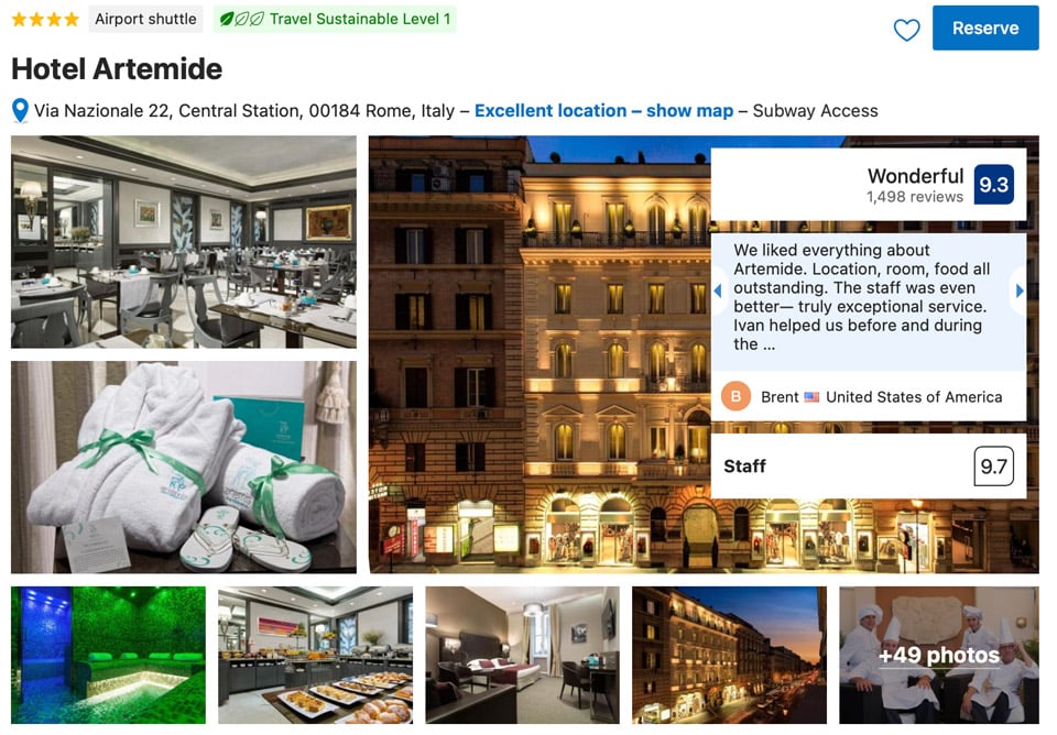 Hotel Artemide près de la gare Termini