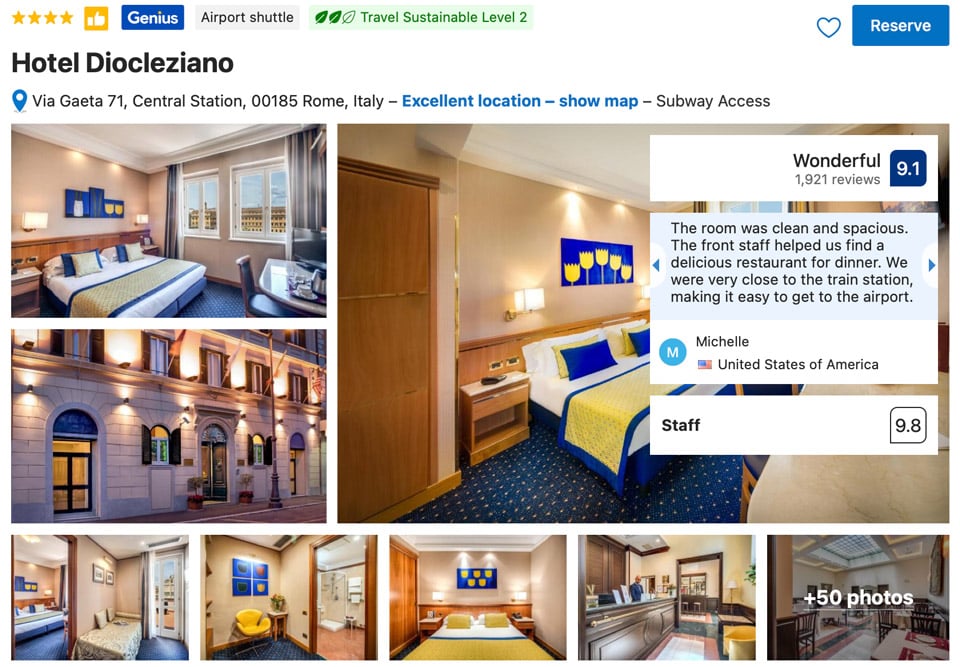Hotel Diocleziano près de la gare Termini