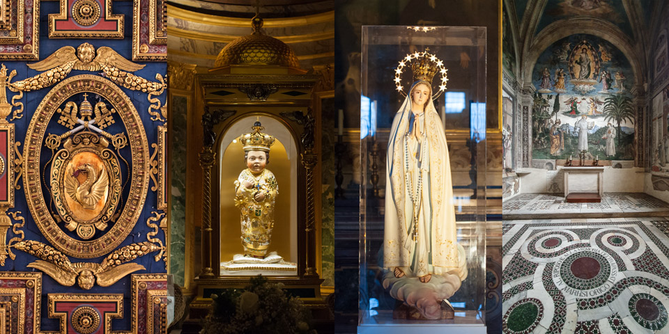 Détails intérieurs de la relique dans la basilique Santa Maria in Aracoeli à Rome