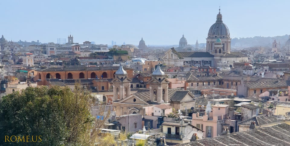 Vue de Rome depuis le belvédère des jardins Borghese Vue de Rome depuis le belvédère des jardins Borghese