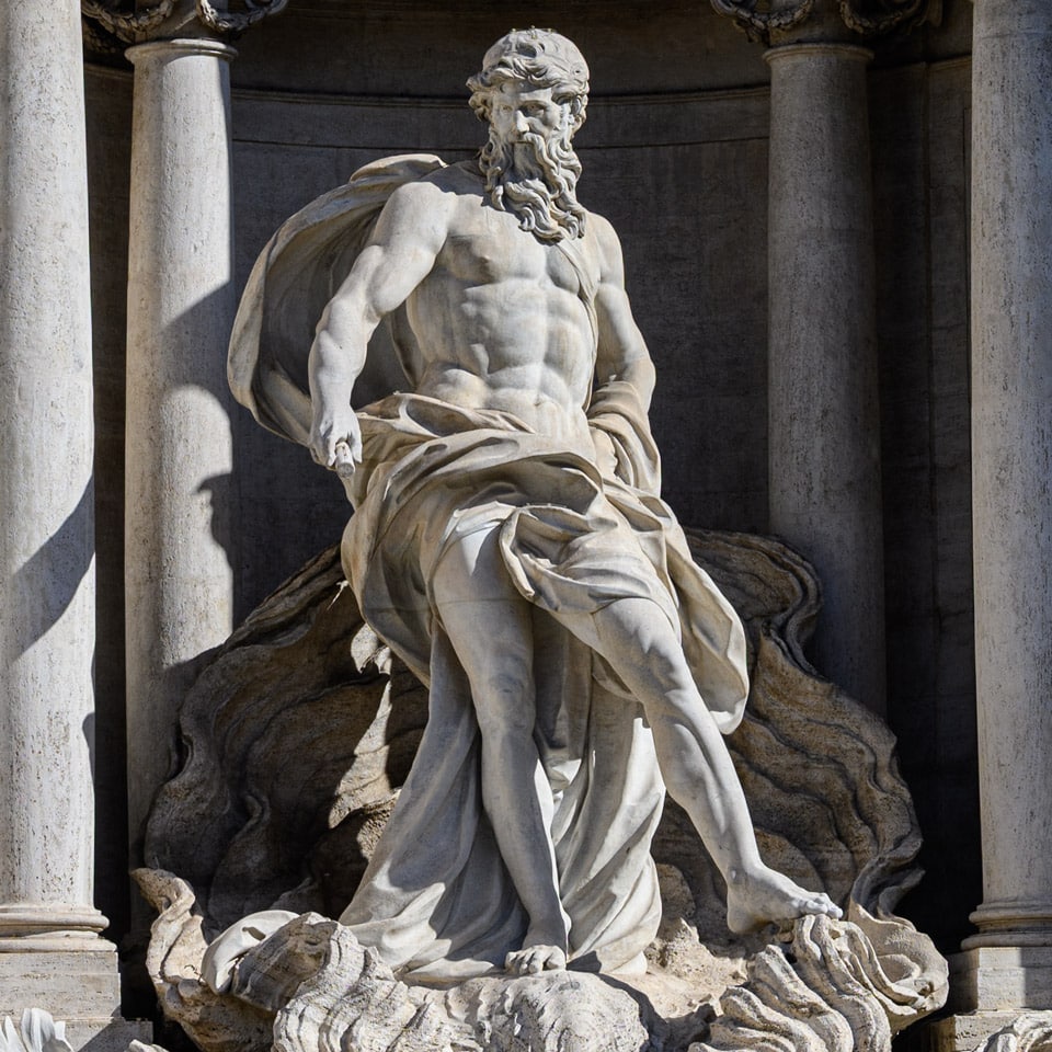 Oceanus, puissante divinité titanique représentant tous les océans, fontaine de Trevi