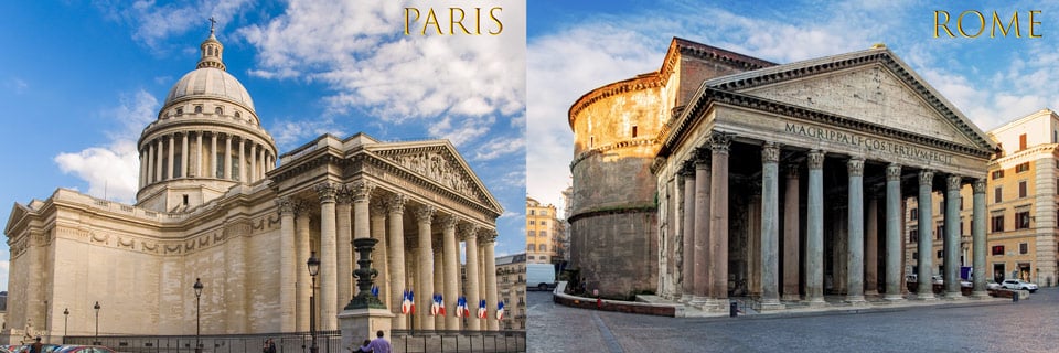 Panthéon de Paris et de Rome : comparaison
