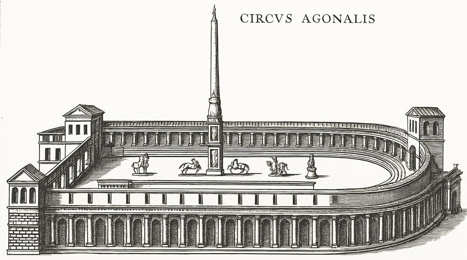 Schéma du Circus Agonalis de la Piazza Navona