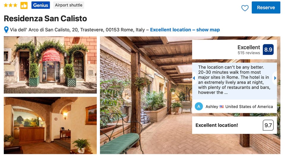 Chambre de la Residenza San Calisto dans le Trastevere