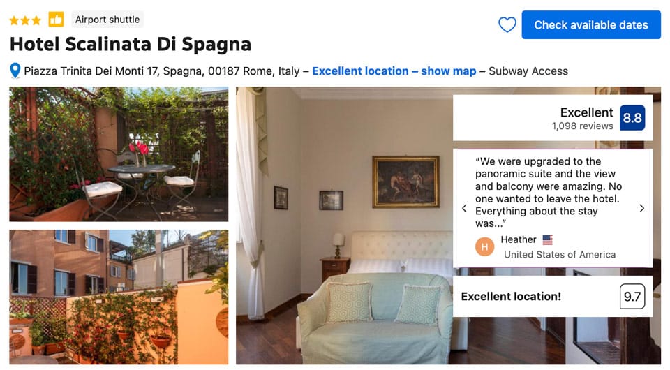 Scalinata Di Spagna, meilleur hôtel de Rome avec vue sur l’escalier de la Trinité-des-Monts