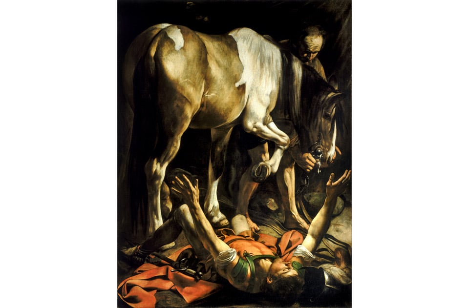 La Conversion sur le chemin de Damas par Le Caravage, église Santa Maria del Popolo à Rome