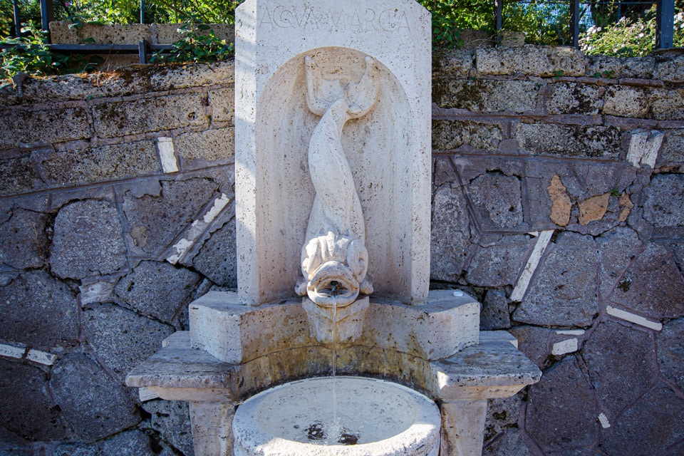 La fontaine au dauphin de la roseraie de Rome