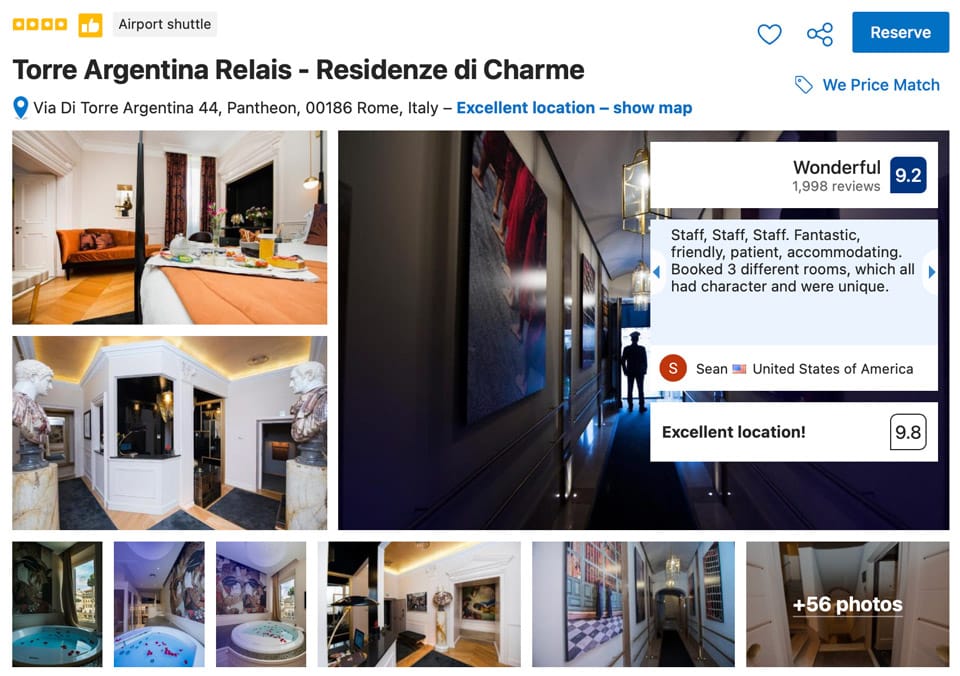 Hôtel Torre Argentina Relais 4 étoiles à Rome
