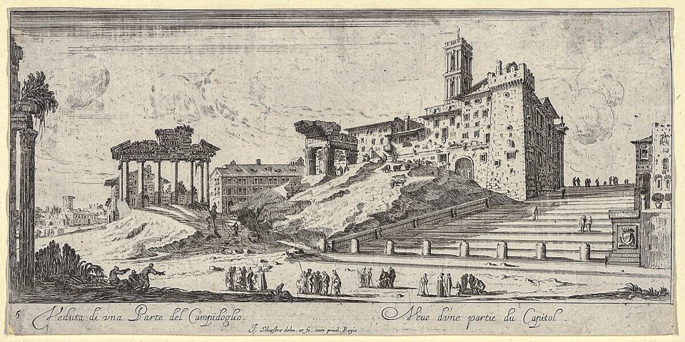  Vue de la colline du Capitole à Rome depuis l’est, milieu du XVIIe–fin du XVIIe siècle