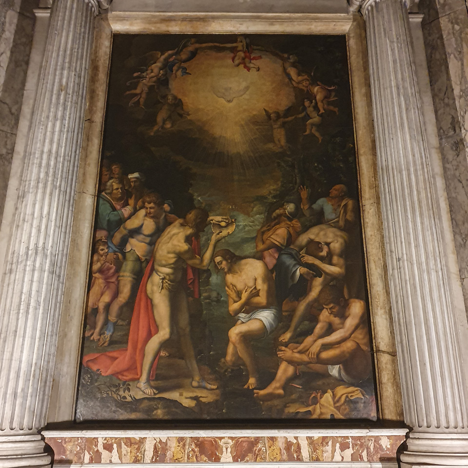 Baptême du Christ par Giulio Mazzoni dans la chapelle Ricci de San Pietro in Montorio