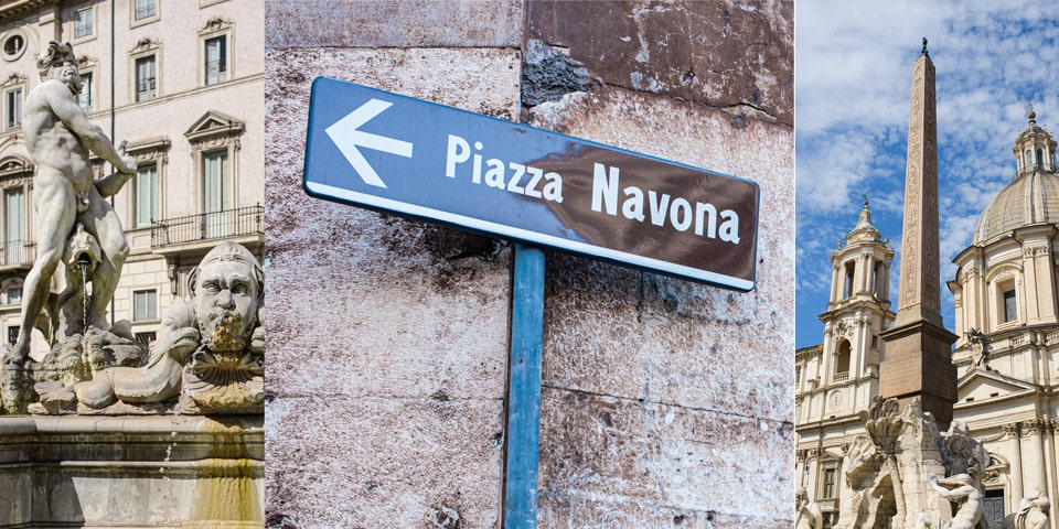 détails intéressants et éléments architecturaux de la Piazza Navona à Rome