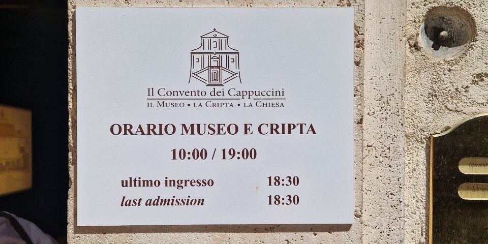 Horaires d’ouverture de l’église des Ossements et des cryptes des Capucins à Rome