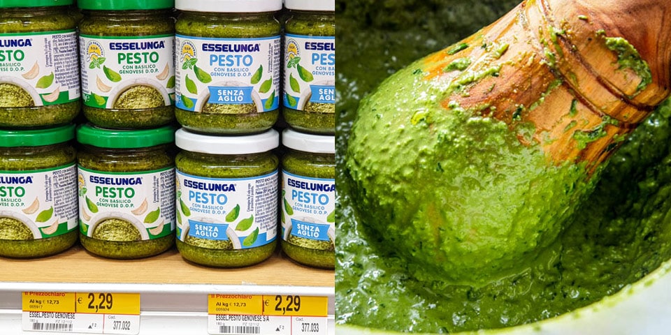 Pignons de pin dans une sauce pesto italienne traditionnelle