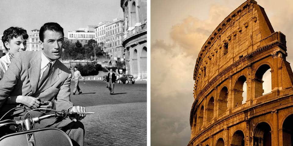Film Vacances romaines, le Colisée à Rome