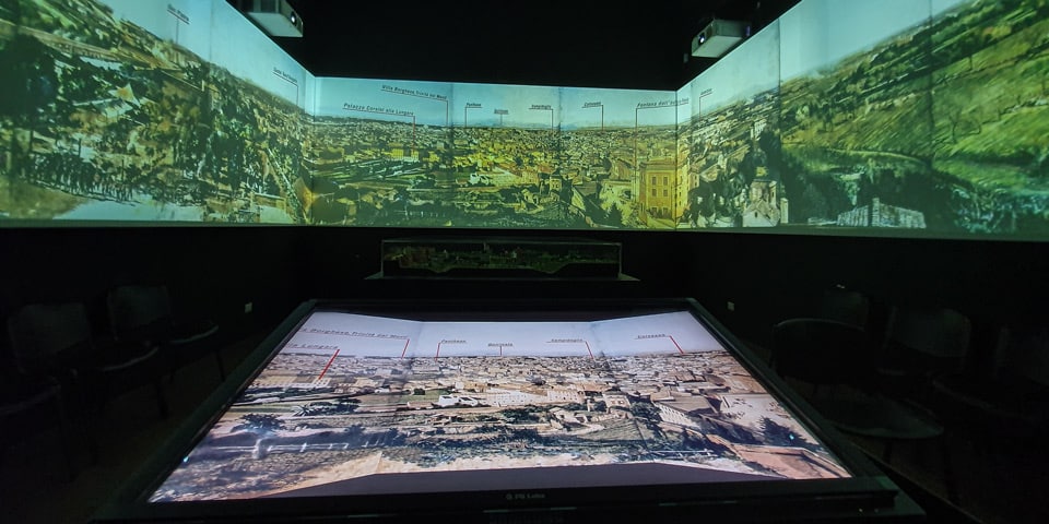 Carte interactive reconstituant les batailles de 1849 pour Rome à l’intérieur du Musée de la République romaine