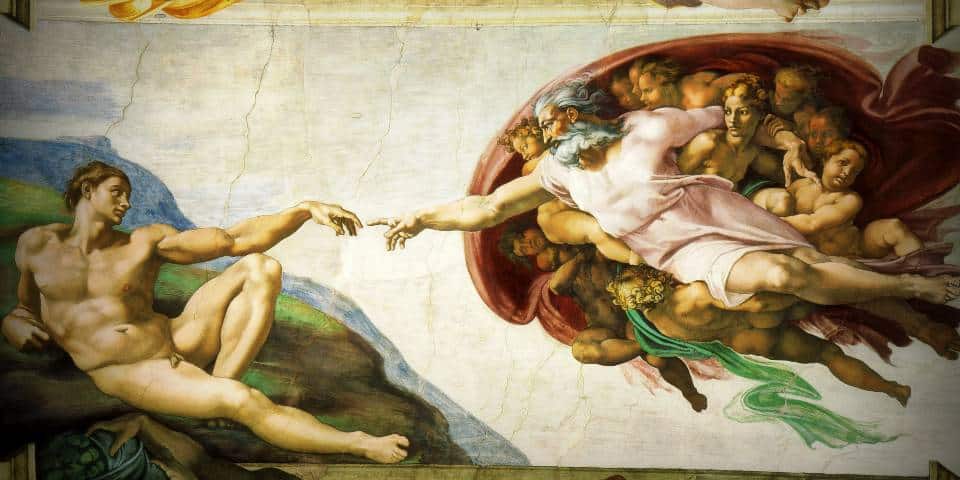 La Création d’Adam dans la chapelle Sixtine de Michel-Ange