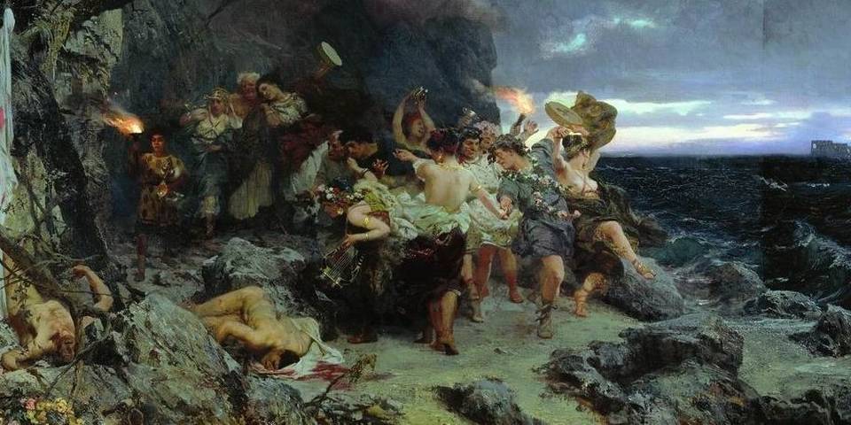 Peinture d’une orgie à l’époque de Tibère à Capri