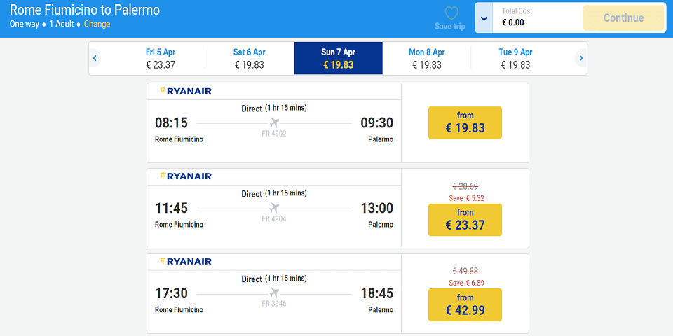 ryanair rome sicile ryanair rome palerme